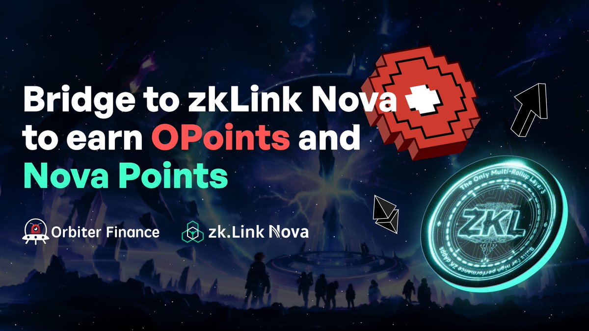 🛸 Orbiter is on zkLink Nova Aggregation Parade!

🌉 Bridge to zkLink Nova via Orbiter to earn OPoints and Nova Points: app.zklink.io/aggregation-pa… 

⚡️ Extra yield and $ZKL token rewards awaits you.