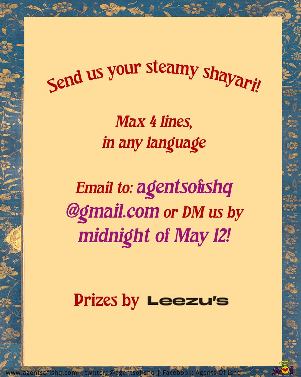 Agents, here's an aakhri mazedaar shayari to get those creative juices flowing and send in your entries to the #AOIMasturbationShayariContest. Last two days, Agents! #MasturbationMay #Shayaris #AgentsKiAwaaz