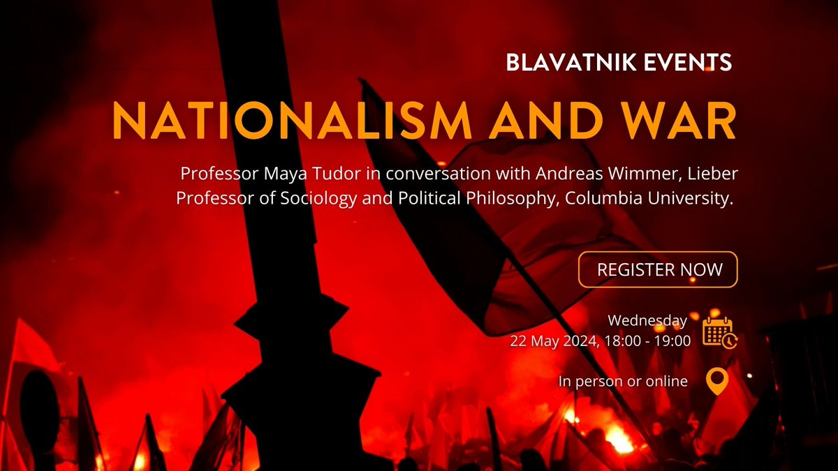 📢 Save the date! @MayaJTudor and Prof. Andreas Wimmer will explore the link between nationalism and global conflicts. 
 📅 May 22, 18:00 BST. 
Register now: ow.ly/M7ka50RBbbA
#Nationalism #GlobalRelations