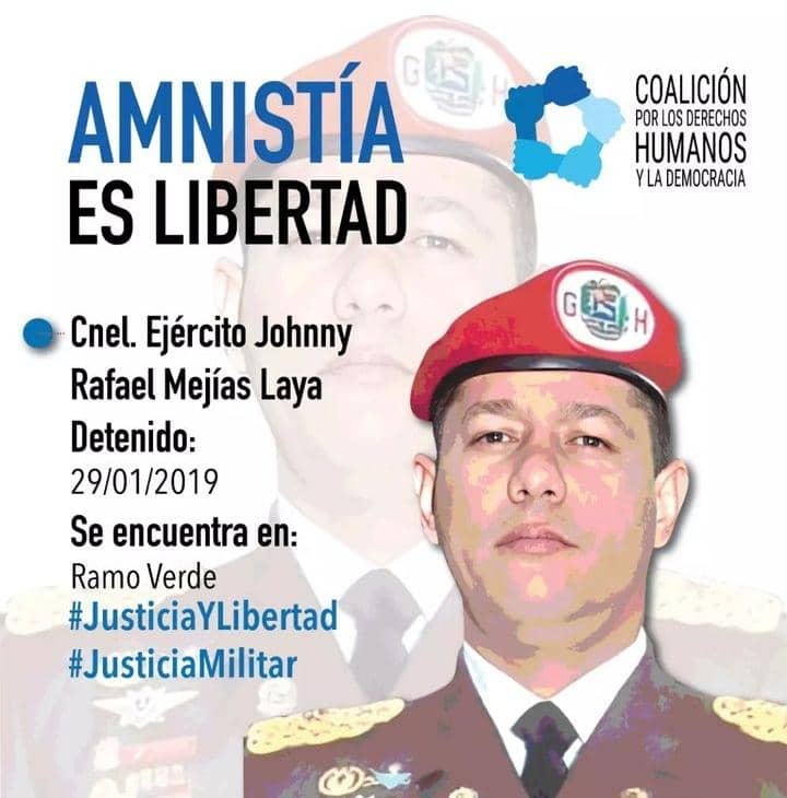 La Amnistía para los presos políticos venezolanos es una medida que le devolvería la paz a muchas familias que sufren. El Cnel. Mejías Laya, anhela su libertad y poder estar con su familia. #AmnistiaEsLibertad #JusticiaMilitar #LibertadParaTodosLosPresosPoliticos #DDHH 🇻🇪