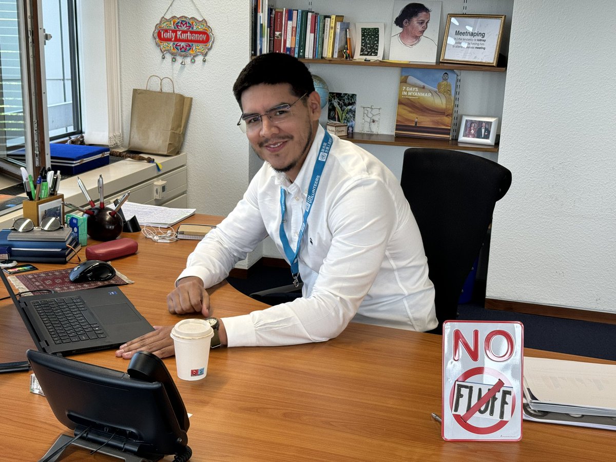 Trying to imbue my lifetime motto to the next generation of UN leaders. This is Oscar Malaga, UNV Country Coordinator in Peru, taking over the office of the Executive Coordinator. #NoFluff