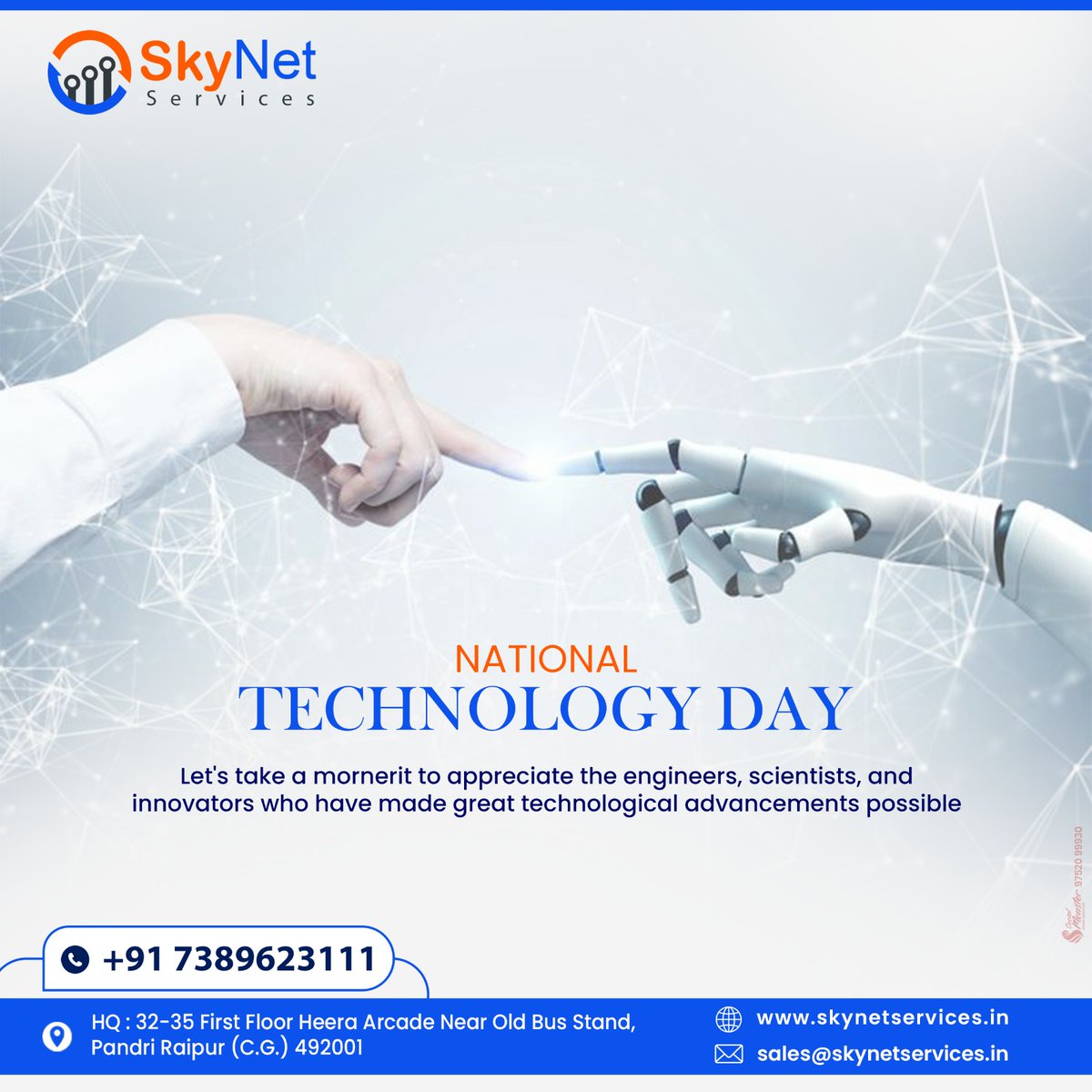 skynet_services's tweet image. Happy National Technology Day from Skynet Services! Let&apos;s celebrate the transformative power of technology and its role in shaping a brighter future.📷📷
.
.
#servernetwork #Server #cybersecurity #cybersecurityservices #ups #digitalsignature #IoT #rfsolutions #wifisolution