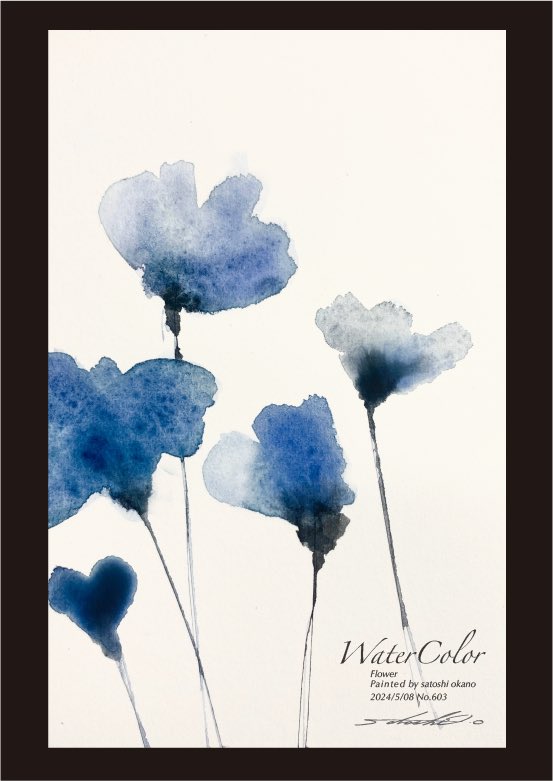 Watercolor Flower art No.604 明日は母の日 お花でも買って日頃のお礼を伝えましょう♪♪