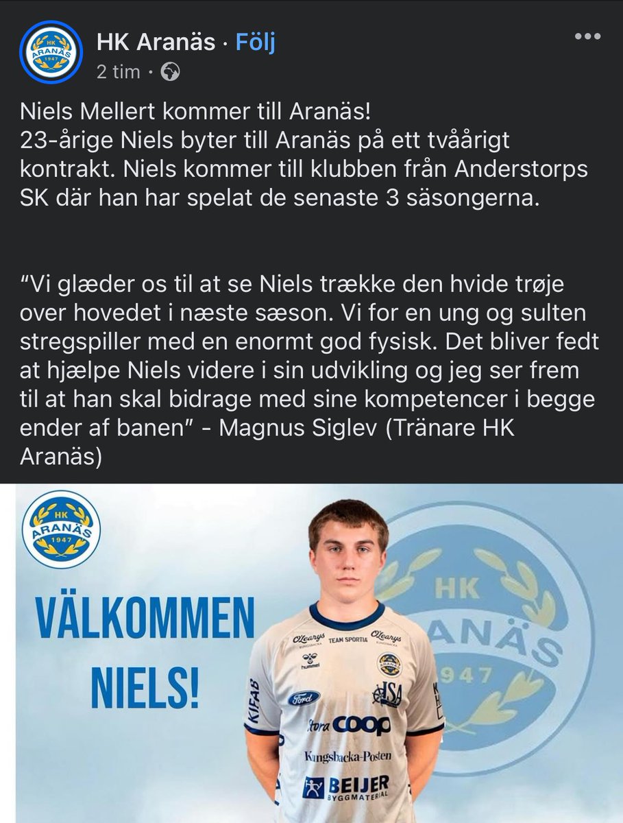 jesperrskog's tweet photo. Man har ju varit skeptisk till att HK Aranäs kör tränarens kommentarer på danska. 
Men nu byter de alltså även namn på spelarna för att det ska bli än mer danskt! 🇩🇰 https://t.co/Be2Wdy4L7o
