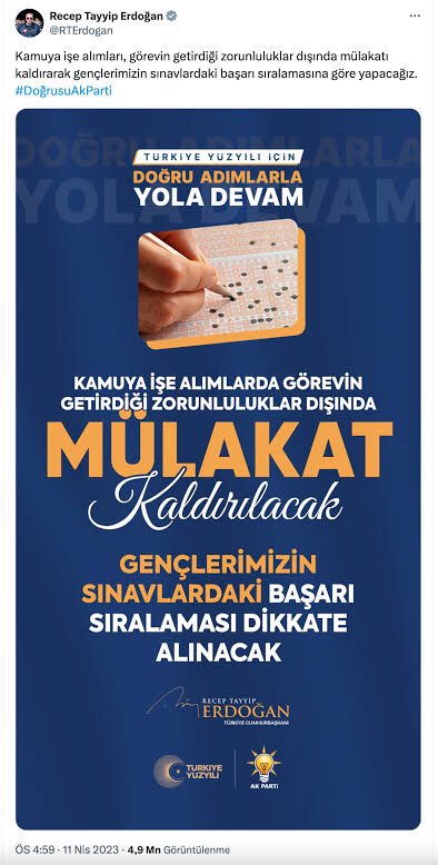 Sayın Cumhurbaşkanım @RTErdogan 2023 KPSS ile atama bekleyen öğretmenler sizin mülakat zulmüne dur demenizi bekliyor.
@dijital 
@CBegitimogretim 
#CBMülakatSözüVermişti