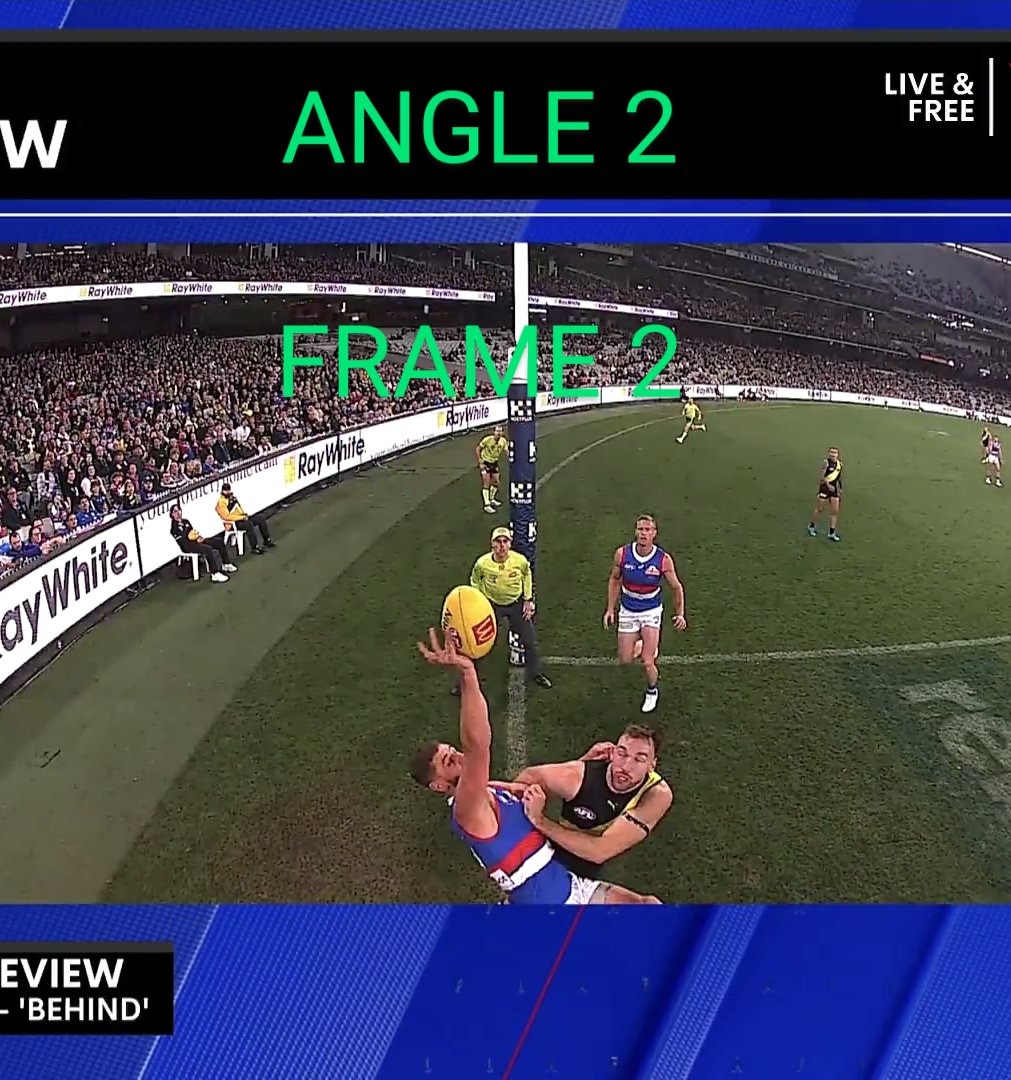 'insufficient evidence' is absolute rubbish, the Arc is either incompetent or under instructions to hurry up and guess. 

Very simple compare the 2 frames, from 2 different angles. 

Frame: 1 straight hand ball HASN'T crossed

Frame 2: bent hand, ball HAS crossed

#AFLTigersDogs