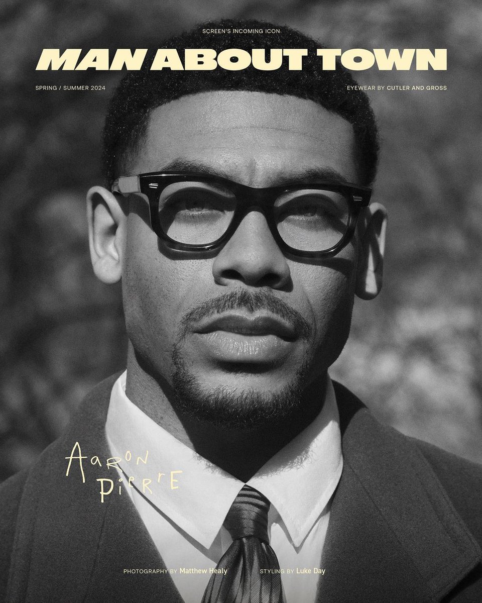 cutlerandgross's tweet photo. As Seen On | British actor Aaron Pierre is spotlighted in the latest @manabouttown issue wearing the 1409, 1410, and 9690 opticals. 

Shop online and in-store now: https://t.co/di2gi0T2jj https://t.co/kysFhIk4fz