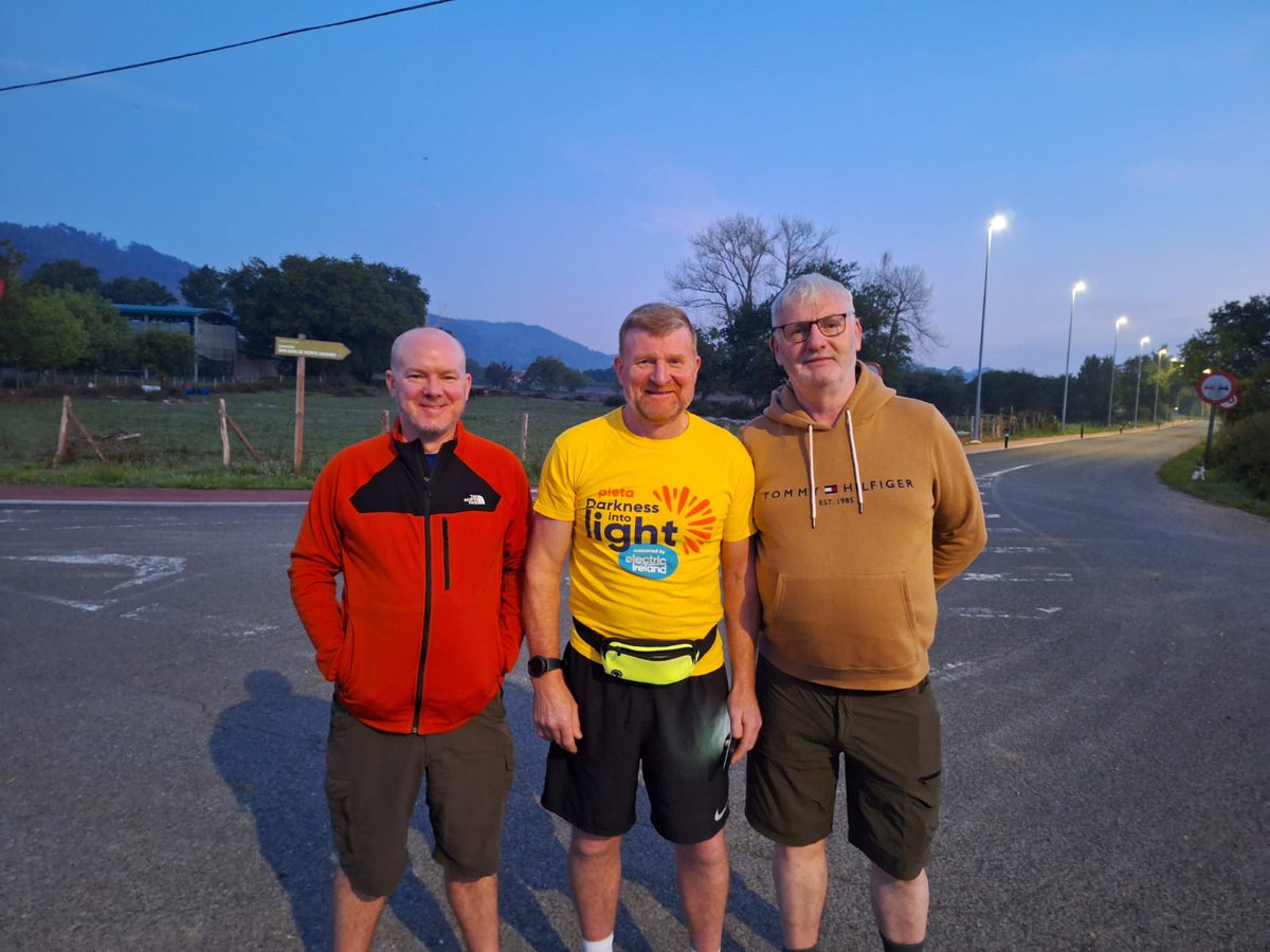 Three members of NAS took part in #DarknessIntoLight while on holiday in Escalante, Cantabria, Spain as they walked the Camino. Well done to James Ward, Cathal Foley and Tom Gahan!
