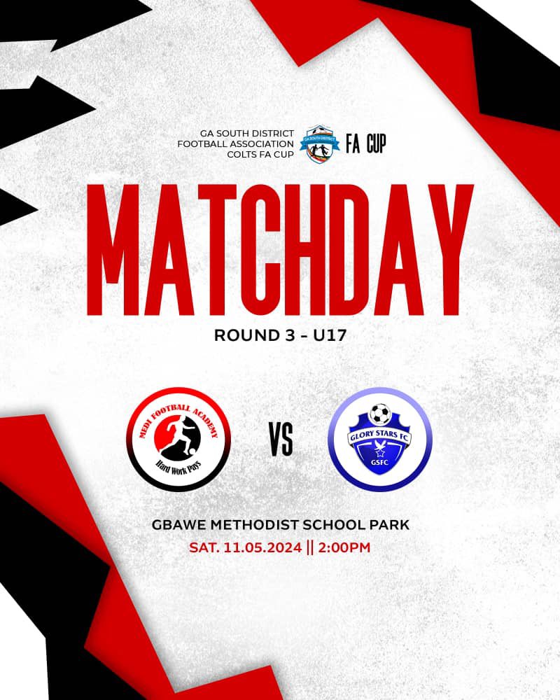 MATCH DAY! FA Cup round 3 - U17, Quarter Finals… ⚽️🔴⚪️⚫️ 
. 
#medifootballacademy #BringBackTheLove #football #ghana #youngtalent #gbawe #prideofgbawe #madeingbawe #matchday #african #league