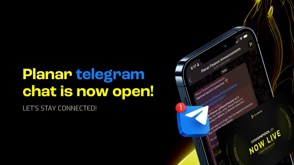 Good news for the fellow degens.🫡
Our Telegram chat is now open. 💛
Join the chat through the portal link: t.me/PlanarFinanceTG

TG announcement channel: t.me/PlanarFinance

Join the chat to learn more about Origin Pools and to ask your questions.