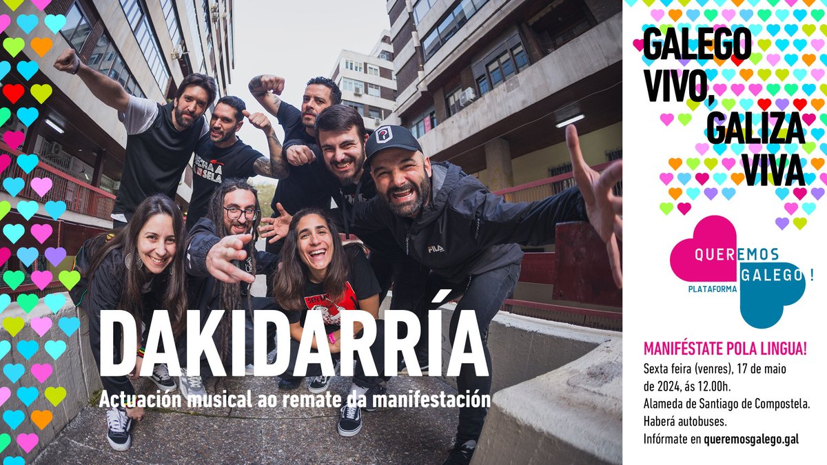 💙 Actuación musical de DAKIDARRIA ao rematar a manifestación deste 17 de maio en Santiago de Compostela.