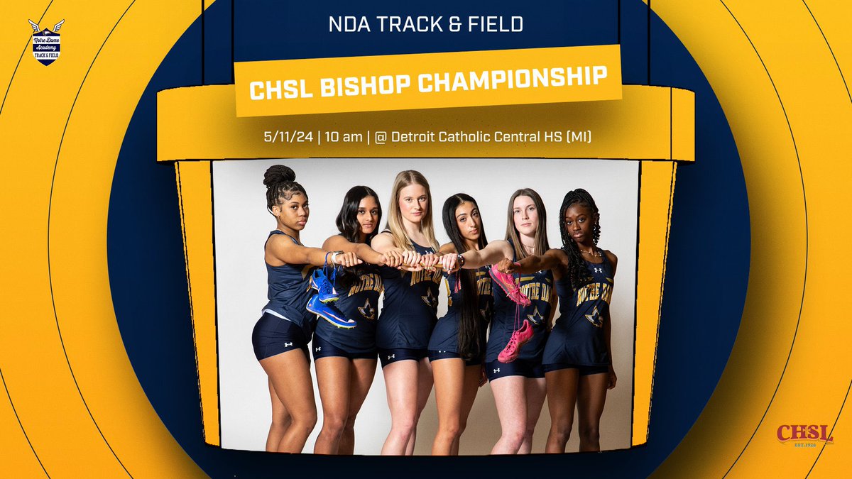 NDA Athletics (@ndaeaglesports) on Twitter photo Good luck to <a href="/NDATrack_Field/">NDA TRACK & FIELD</a> in the <a href="/CHSL1926/">Catholic League</a> Bishop Championship today at Detroit Catholic Central HS (Novi, MI)!
10 am Field Events
11 am Running Events
🦅 #GoNDAEagles Good luck to <a href="/NDATrack_Field/">NDA TRACK & FIELD</a> in the <a href="/CHSL1926/">Catholic League</a> Bishop Championship today at Detroit Catholic Central HS (Novi, MI)!
10 am Field Events
11 am Running Events
🦅 #GoNDAEagles