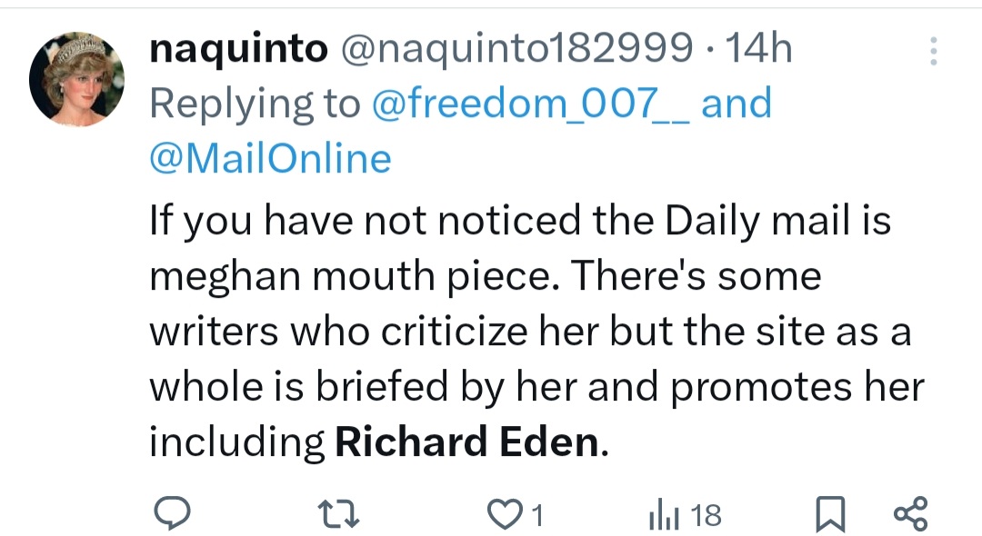 Not often that I am accused of being a #Meghan mouthpiece!