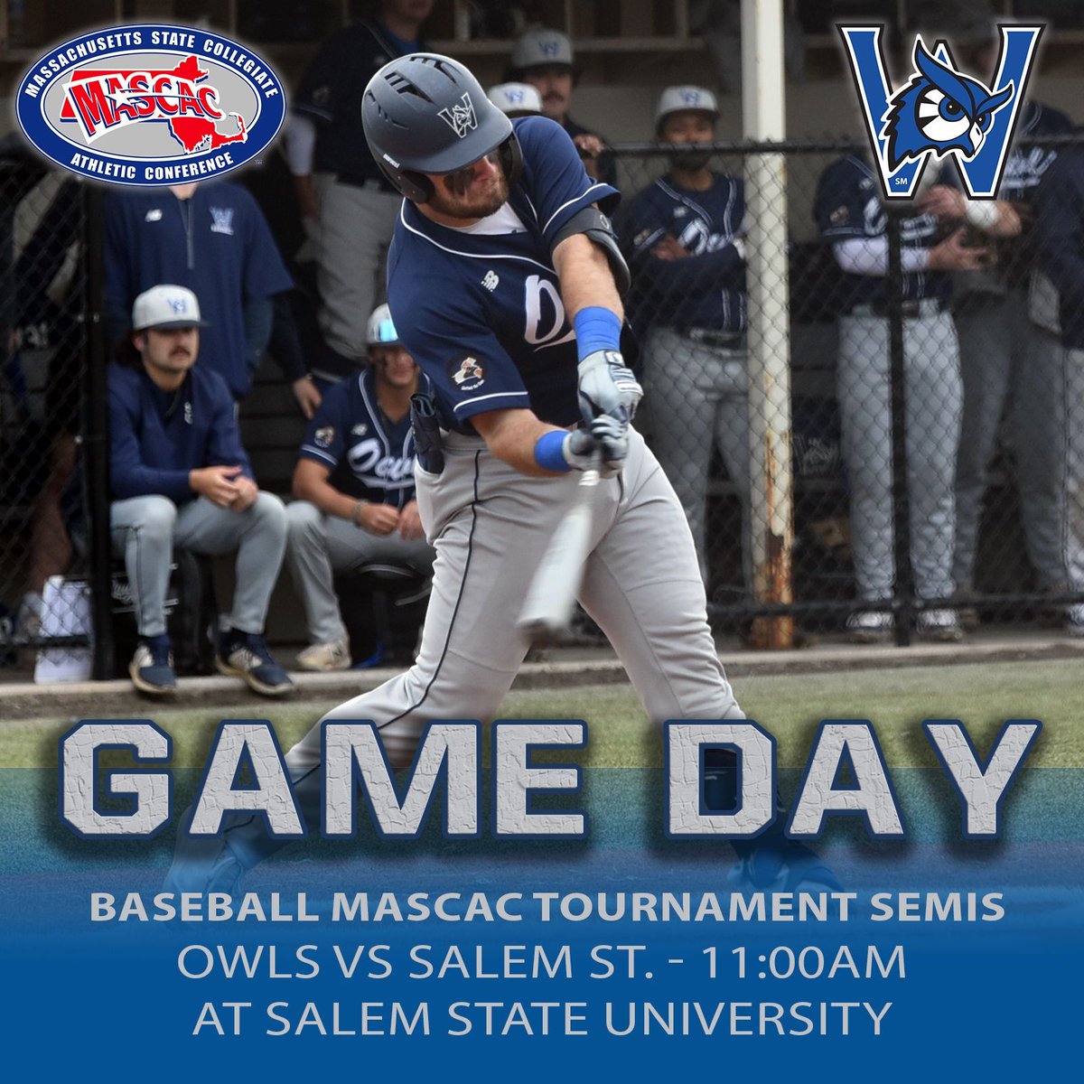 ICYMI: Baseball defeated Worcester State 8-6 yesterday to stay alive and advance into the MASCAC Semifinals where the Owls will face Salem with a trip to the league championship game on the line! Video and live stats at WestfieldStateOwls.com #LetsGoOwls #d3baseball