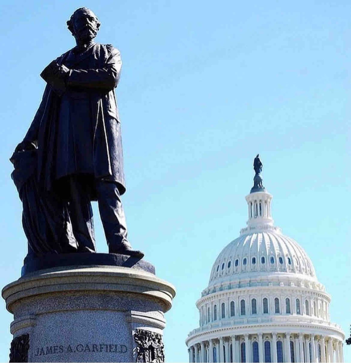 This statue of James A. Garfield stands near the U.S. Capitol in Washington, D.C. It was sculpted by John Quincy Adams Ward and was dedicated on May 12, 1887 (137 years ago tomorrow). #jamesagarfield #washingtondc #uscapitol #jamesagarfieldnhs