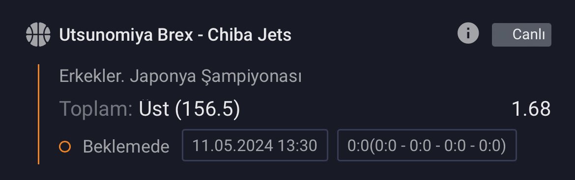 Japonya B1 Ligi 🎌 

Utsunomiya Brex - Chiba / Toplam sayı 156.5 üst 1.68

Birazdan başlayacak. Chiba normal sezonu en skorer takımı olarak tamamlamıştı (84.2 sayı). Deplasman endeksinde de ofansif liderliği kimseye vermedi. Serinin ilk maçında 70-82 kazandı. Kendi standartını…