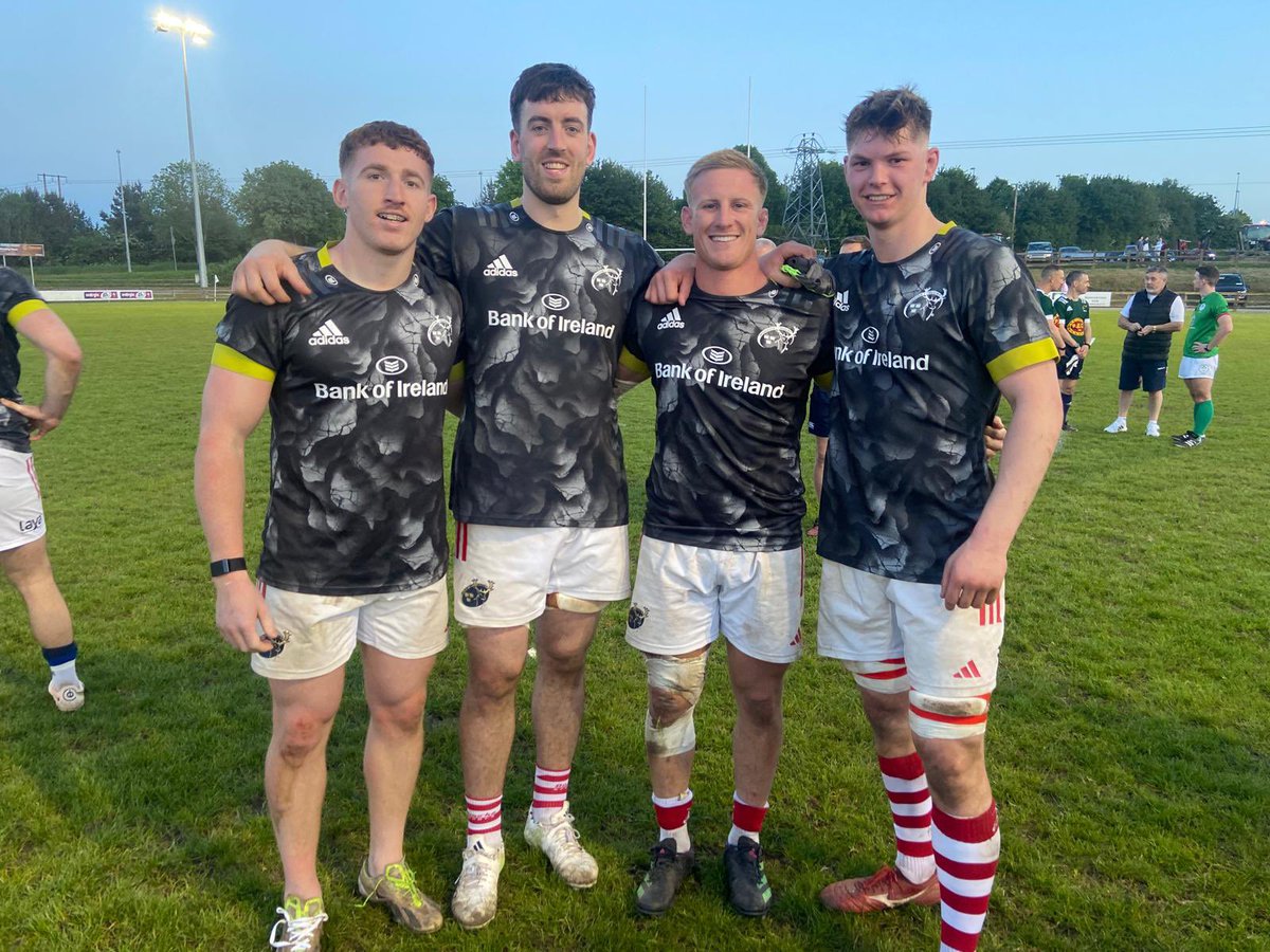 Well done to our players and their teammates who had a great game v Munster A last night. Thanks to all who travelled. 👏👏 Conor McMahon, Jake O Kelly, John Healy and Joe Coffey pictured below after the match in Takumi Park. @NenaghGuardian @Munsterrugby @Limerick_Leader