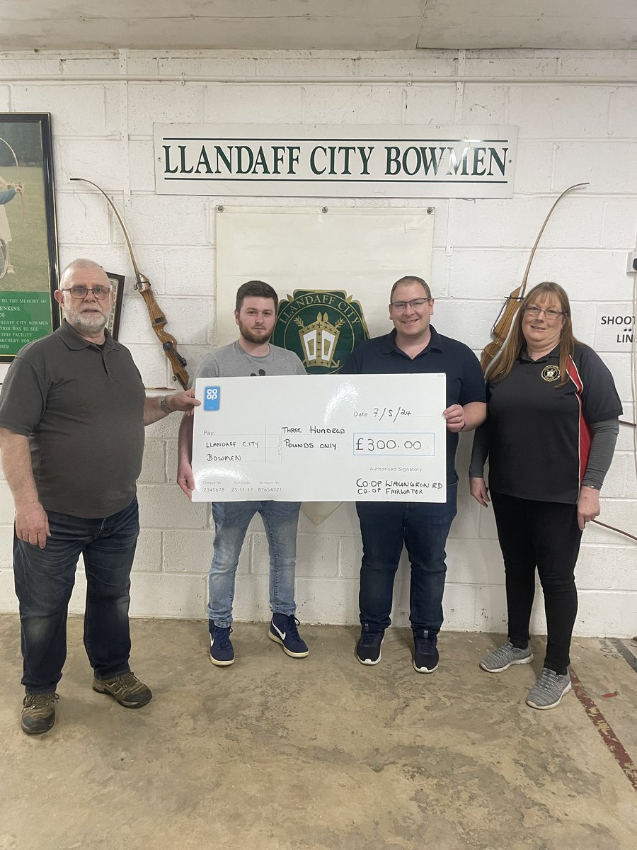 Community donation for Llandaff city bowmen - providing equipment to help beginners into archery co-op Waungron &amp; Fairwater