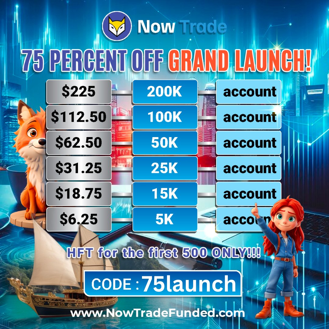 rafiakanwal789's tweet image. 🎁 Giveaway Alert 🎁

2 DAY!!!

2 x $5k Account

Tasks:

• Follow 
@rafiakanwal789
@nowtradefunded 
@Fulmargintrader

• Join the discord: discord.com/invite/e7ebFcrw

• Tag 5 Friends 

• Retweet , like &amp;amp; comment this post 

Winners to be announced &amp;amp; Pick via Twitter in 2 Days ⏳