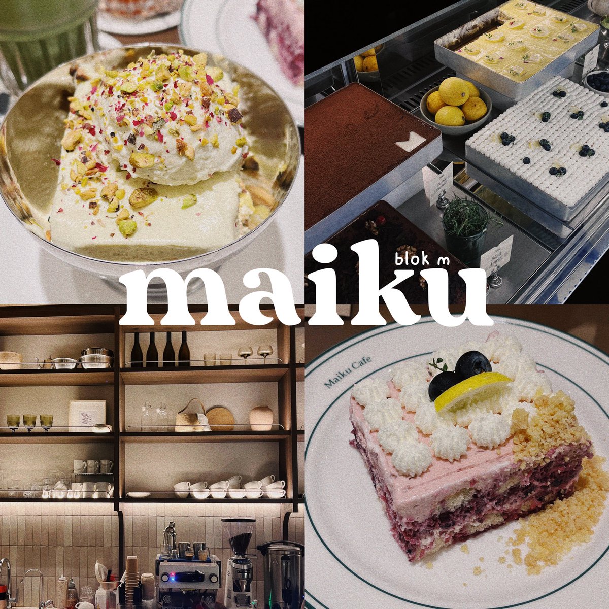 nyobain yang lagi rame di blok m: maiku! menu andalan mereka tuh tiramisu, jd aku cobain dua varian, pistachio & blueberry. tempatnya cozy, nyaman & selalu full house jadi harus waiting list. total nunggu sekitar 2 jam, is it worth the hype? #sunnyeats