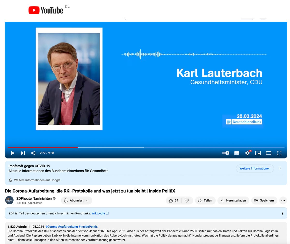 ZDFheute🤡: „Karl Lauterbach Gesundheitsminister, CDU“