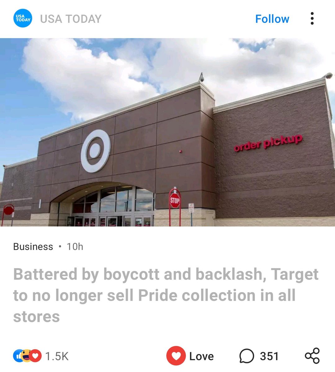 📢Battered by boycott and backlash, Target to no longer sell Pride collection in all stores.

My fellow American Patriots... WE WON!