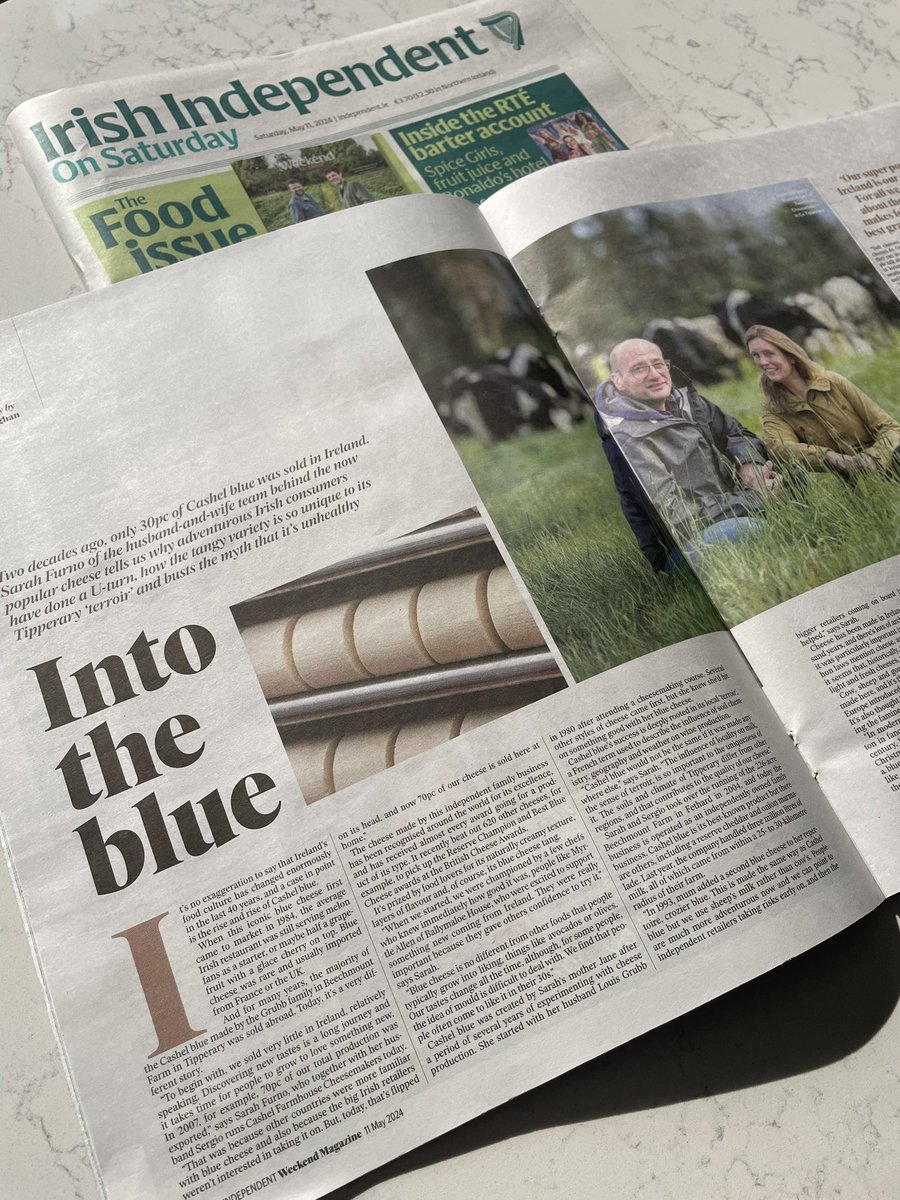 The @IndoWeekend Food Issue is out today, and it's brilliant! Lots of great Irish food stories. Thank you, @RachelDugan and @alex_meehan, for celebrating @CashelBlue's 40 years with this lovely interview with Sarah & Sergio Furno. #CashelBlue #IrishCheese m.independent.ie/life/food-drin…
