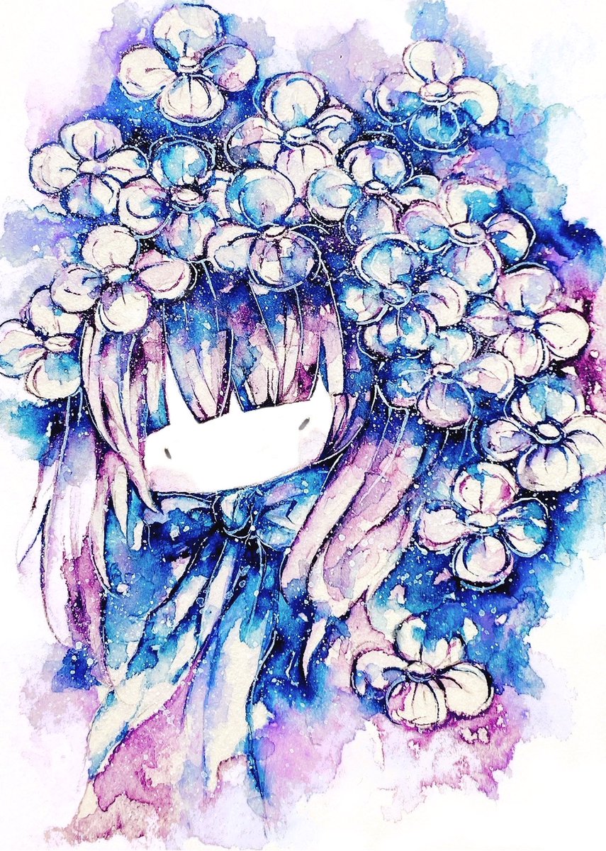 1girl solo long hair hair ornament bow twintails blue hair  illustration images