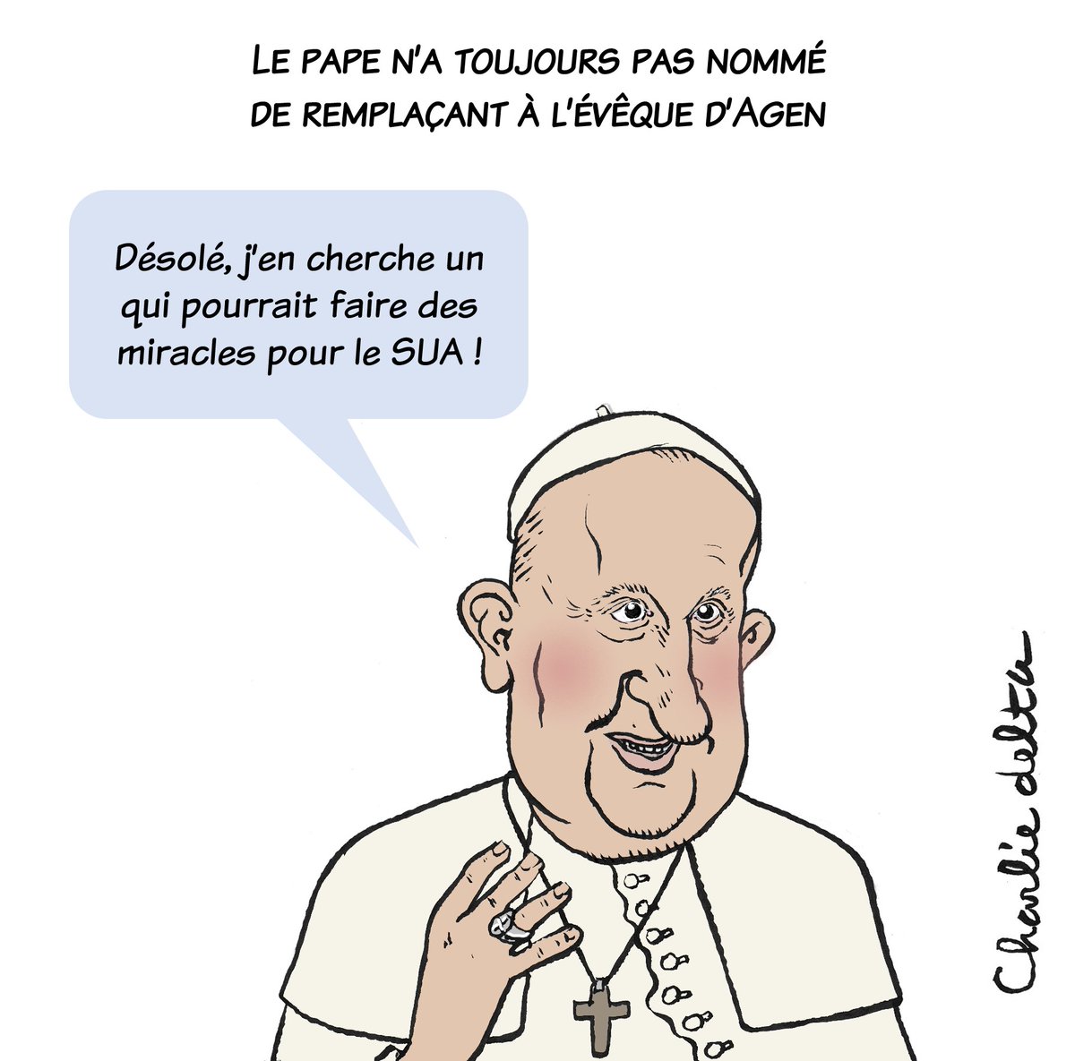Qui sera le nouvel #évêque d' #Agen ? - dessin du jour dans #sudouest @agenrugby #SUA #papefrançois