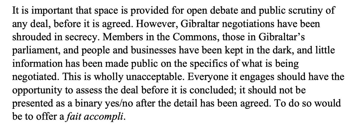 Whatever we may think of the European Scrutiny Committee, (@CommonsEU), it’s hard to disagree with this point in the letter by chairman @BillCashMP to Minister with responsibility for #Gibraltar @DavidRutley.