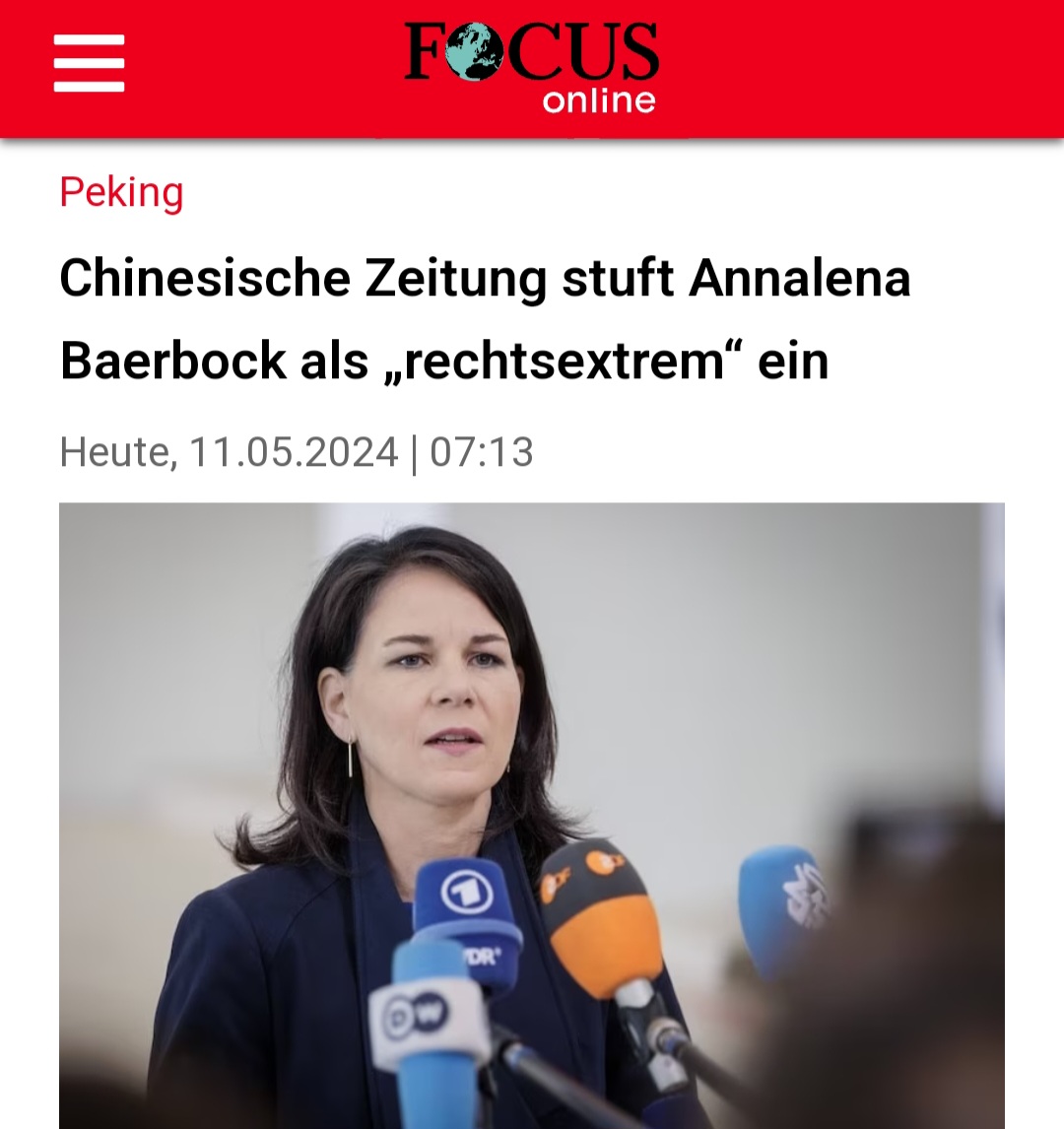 In China gilt Annalena #Baerbock wegen ihrer Außenpolitik als „rechtsextrem“.
Und nicht nur sie, sondern die gesamten #Gruenen gelten in China als Extreme Rechte.
Tut nicht so gut, wenn einen Rufmord mal selbst trifft, Frau Baerbock,
nicht wahr? 😁😂
amp-focus-de.cdn.ampproject.org/v/s/amp.focus.…