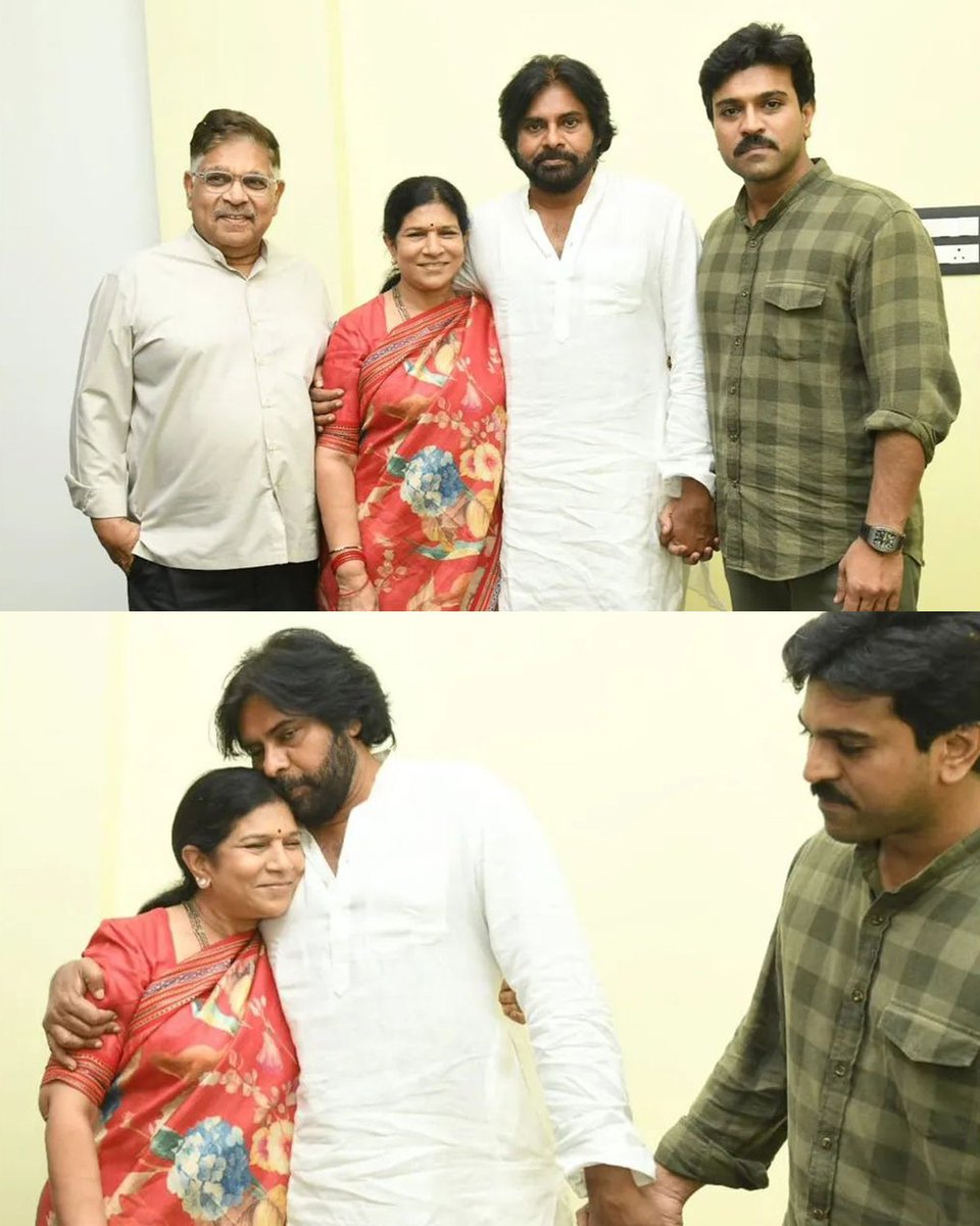 MEGA family ❤‍🔥 @AlwaysRamcharan @Pawankalyan #alluarjun #AlluAravind #APElections #RamCharan #VoteForGlass