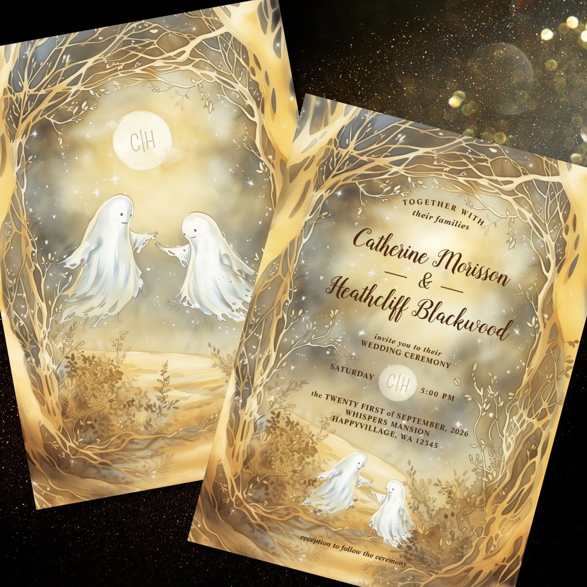 Beyond Death Love! Wedding Invitation zazzle.com/z/axufzwpp?rf=… #tilldeathdouspart #beyonddeath #foreverlove #weddinginvitation #ghosts #ghostlove