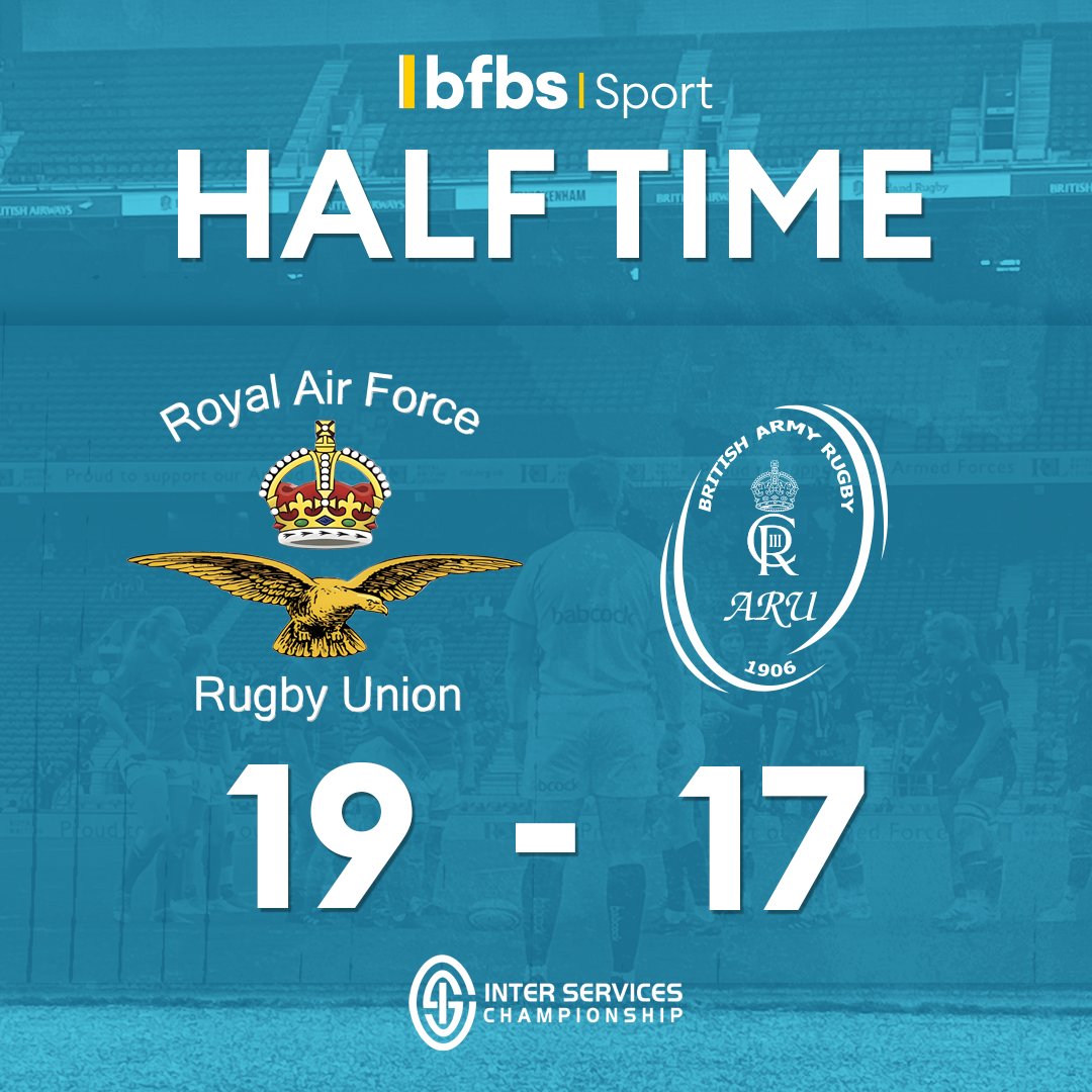 The battle for the women's Inter Service title is on a knife edge!! 🤯 An impressive display of rugby from both teams with the RAF gaining the advantage before the Army closed the gap in the final minutes of the first half! Watch LIVE ➡️ youtube.com/watch?v=cXYBqQ…