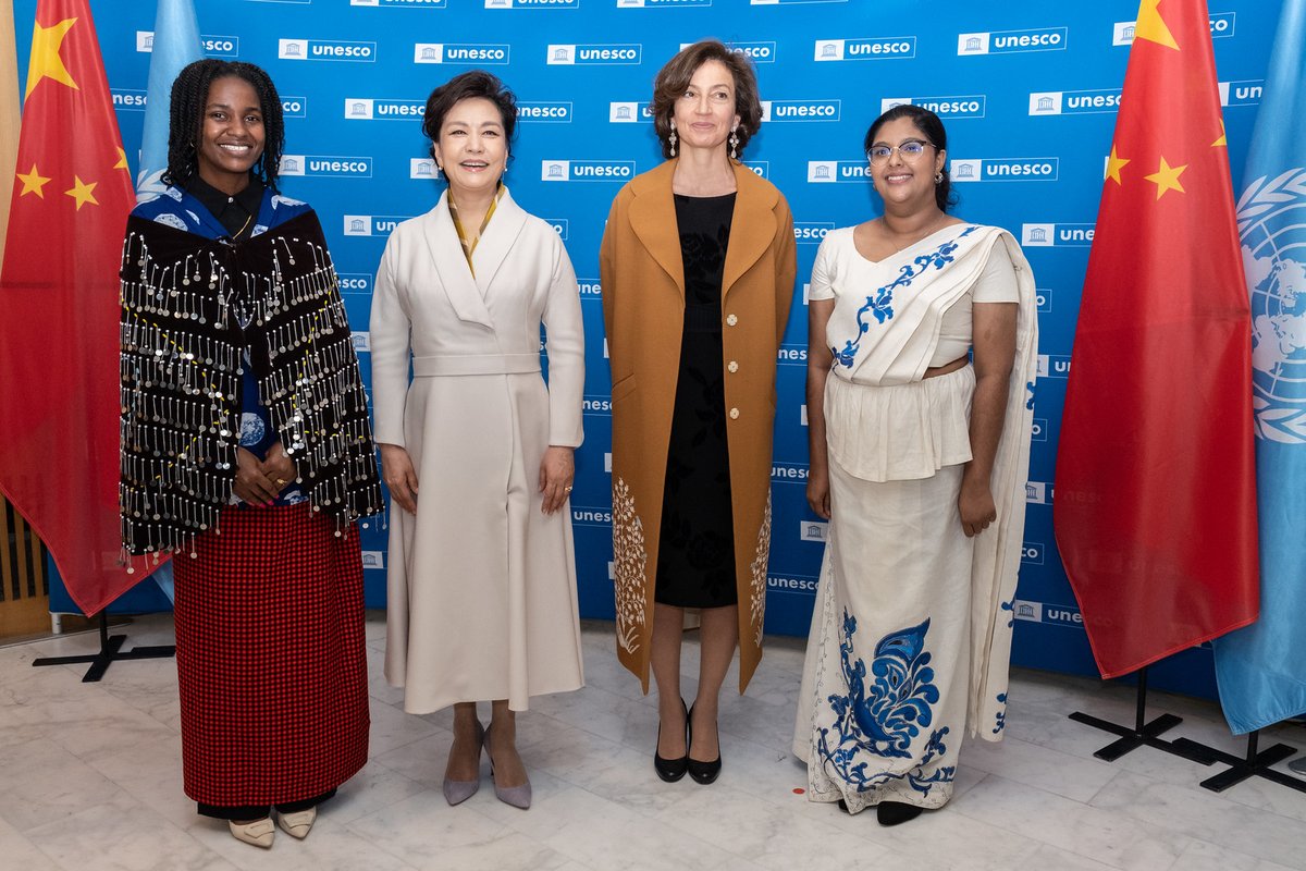 Honored to meet Prof. Peng Liyuan &amp; Ms. Audrey Azoulay at #UNESCO HQ. Shared the impactful strides of Shilpa Sayura Foundation &amp; our Nextgen Girls in Technology initiative. Thrilled by their support for advancing #STEMeducation for girls in Sri Lanka. #GirlsInSTEM