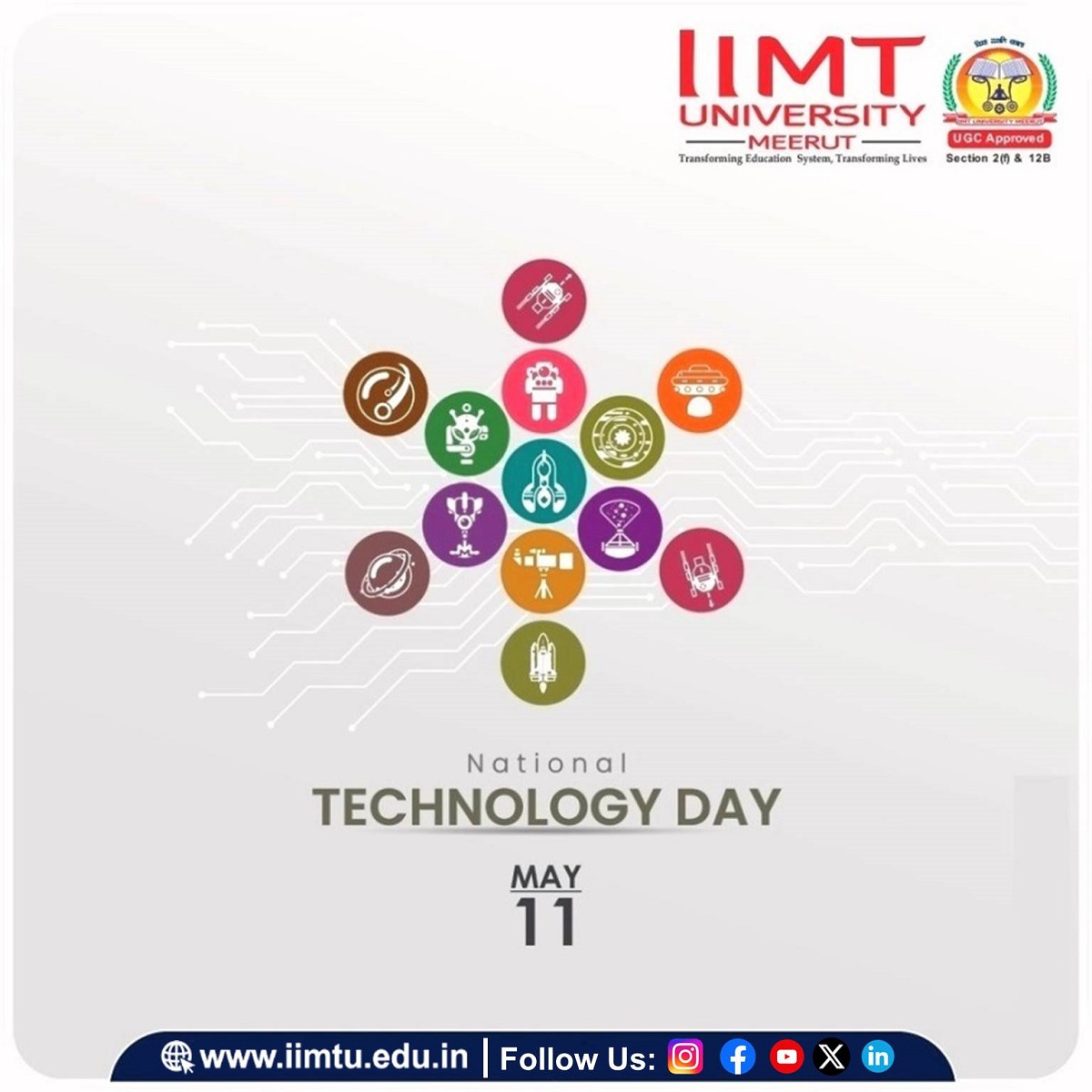Happy National Technology Day to all the engineers, scientists and developers who work tirelessly to make our lives easier and more efficient.

#NationalTechnologyDay #techyes #thankyou

#IIMTU #TransformingEducationSystem #TransformingLives
#AdmissionsOpen2024 #CollegeAdmissions