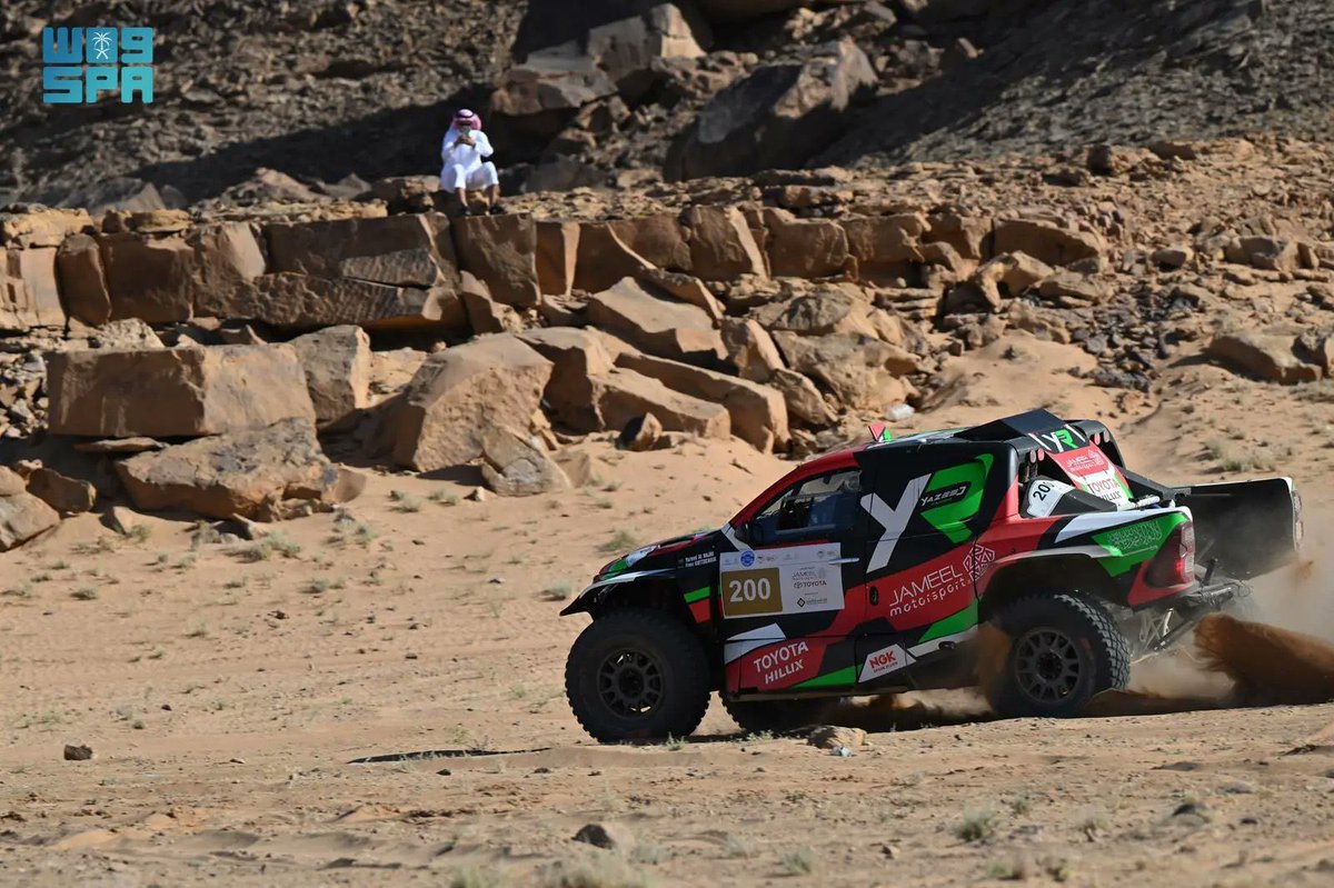 Photos | Yazid Al-Rajhi mène l'étape de démonstration du #Rally de #Tabuk #Toyota2024 et Dania Al-Aqeel en 2è position.
#EKHactualités