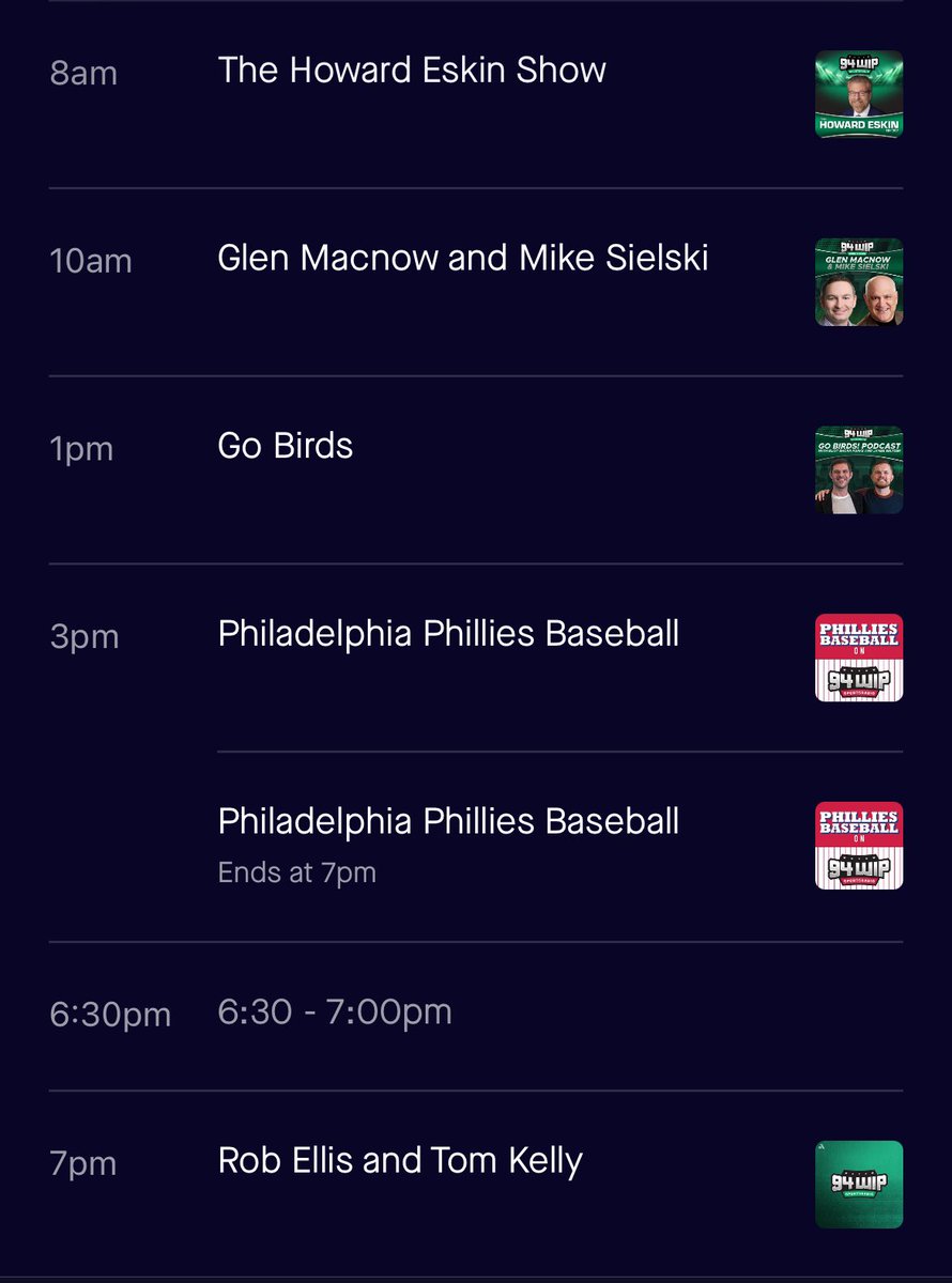 Today’s schedule on 94WIP! Phillies first pitch at 4:10pm. Download the @Audacy app to stream 94WIP for free.