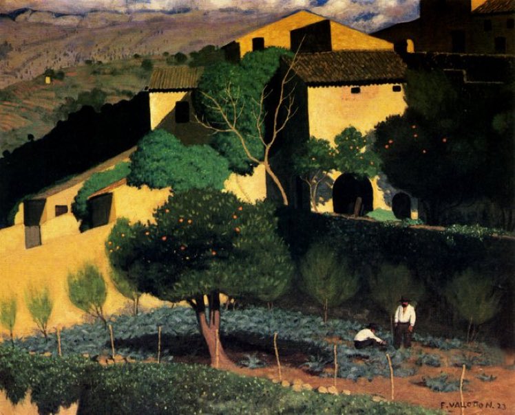 The oranges were more plentiful than usual that year. They glowed in their arbours of burnished green leaf like lanterns, flickering up there among the sunny woods. — Lawrence Durrell Félix Vallotton