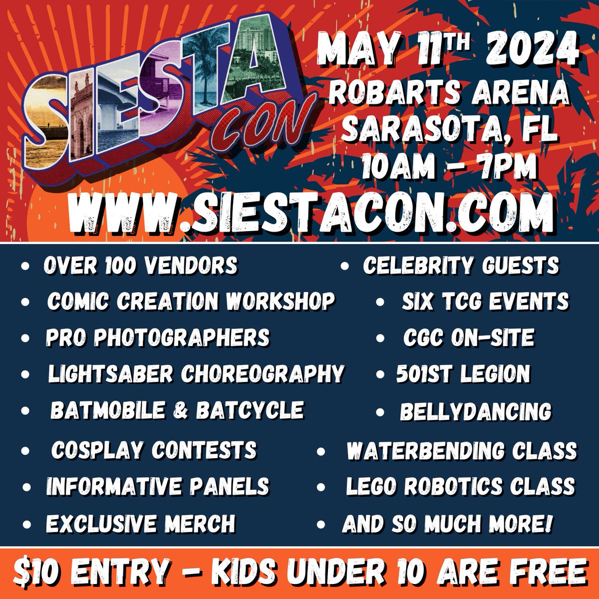 Today is the big day! Come join us at SiestaCon! Tickets are $10 and 10 and under are free! All of the times for events are up on the website siestacon.com/panel-schedule/ .
#SiestaCon #Sarasota