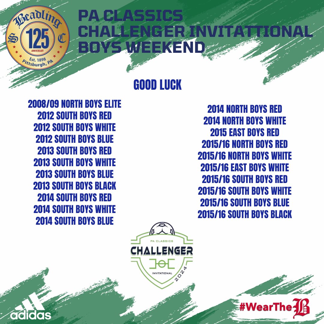 Good luck and safe travels to all our boys teams participating in the @PAClassics Challenger Invitational this weekend. Another great event to challenge our players to get better! #WearTheB