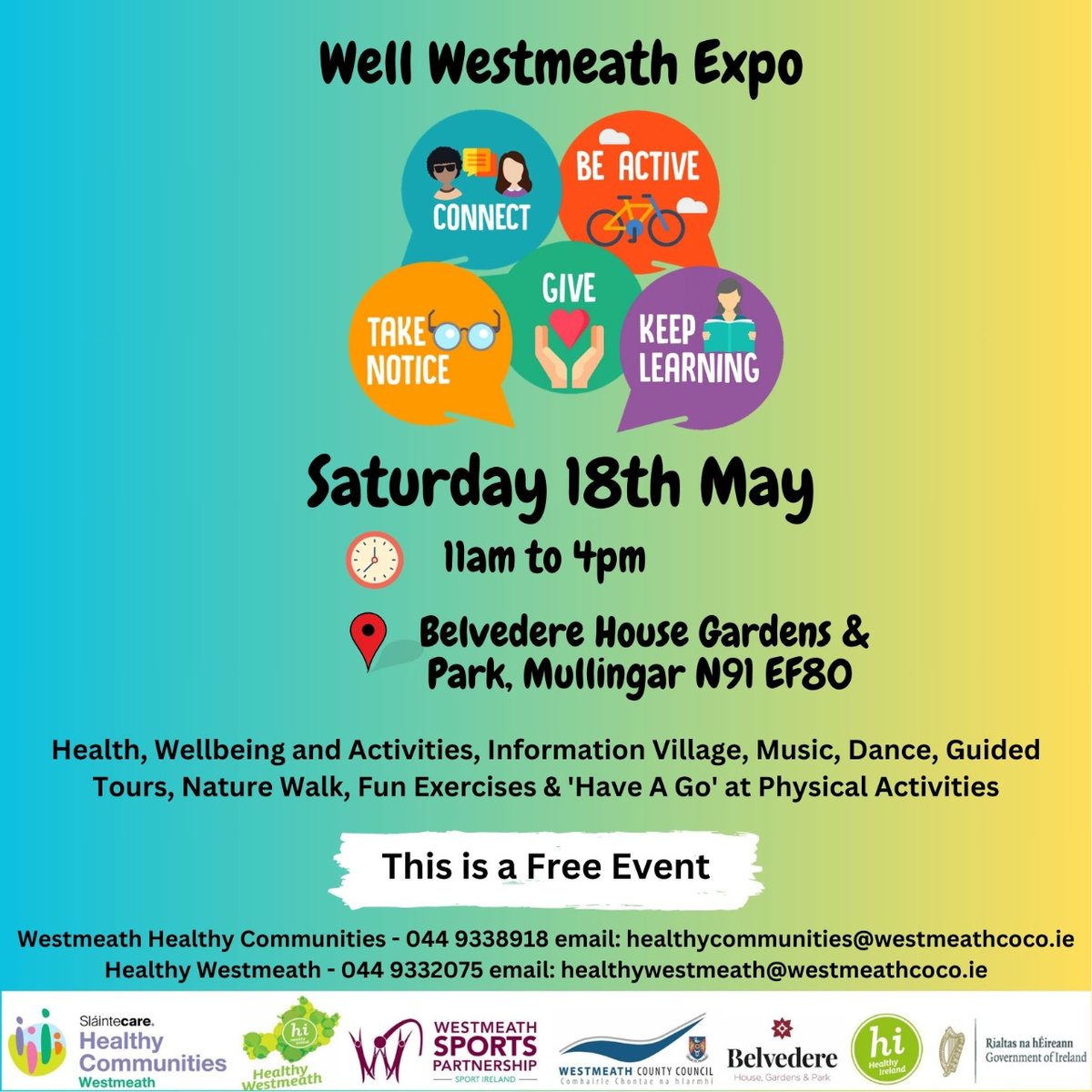whcclibrary's tweet image. Join us, and a host of others in Belvedere on 18th May 2024 for the Well Westmeath Expo from 11am to 4pm. This is a free event, all are welcome.
