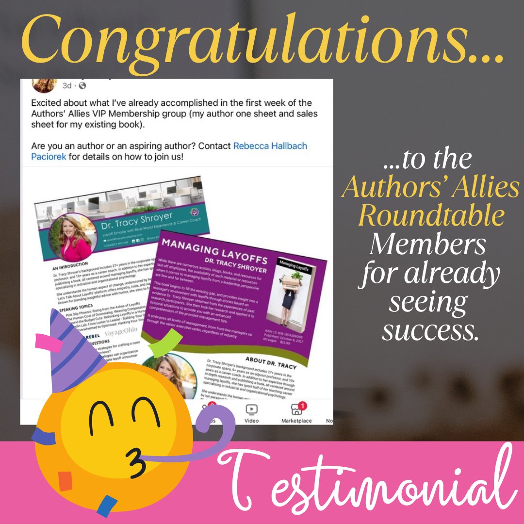 🎉💗 Our members are already getting RESULTS creating their marketing suite. 🎉💗 Is it YOUR turn?
👉 Visit the Table for FREE. Shoot me a DM or email info@authorsallies.com for an invite.

#author #indieauthors #selfpublishedauthor