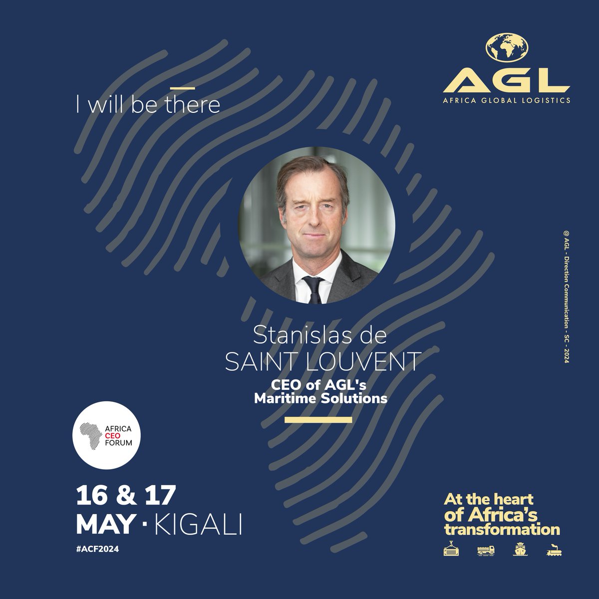 🎙️ Stanistlas de Saint Louvent, CEO of AGL's Maritime Solutions will take part to the @africaceoforum. He will share insights on accelerating the digitalization of African ports and AGL's - @aglgroup_ efforts in this area. 💎 #AGL, Diamond Partner of #ACF2024