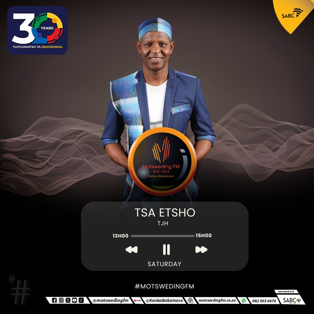 #TsaEtsho le Tebogo 'TJH' Hotane ☎️: 082 565 6674 🖥️: motswedingfm.co.za SABC +: sabcplus.com #MotswedingFM