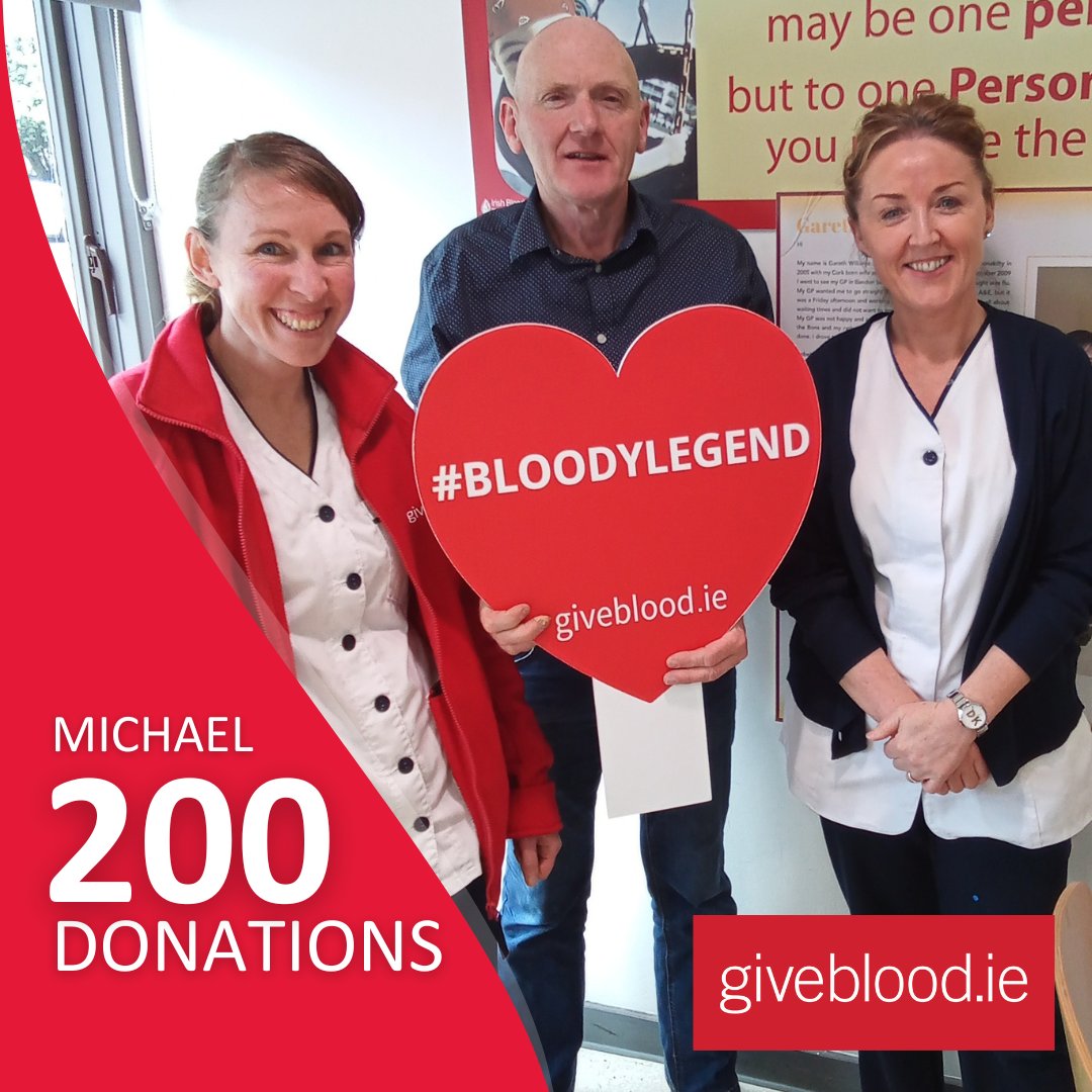 A huge CONGRATULATIONS and thank you to Michael on reaching his 200th donation! One donation can save up to three lives, so Michael may have saved up to 600 lives already! What an incredible achievement. #GiveBlood #SaveLives