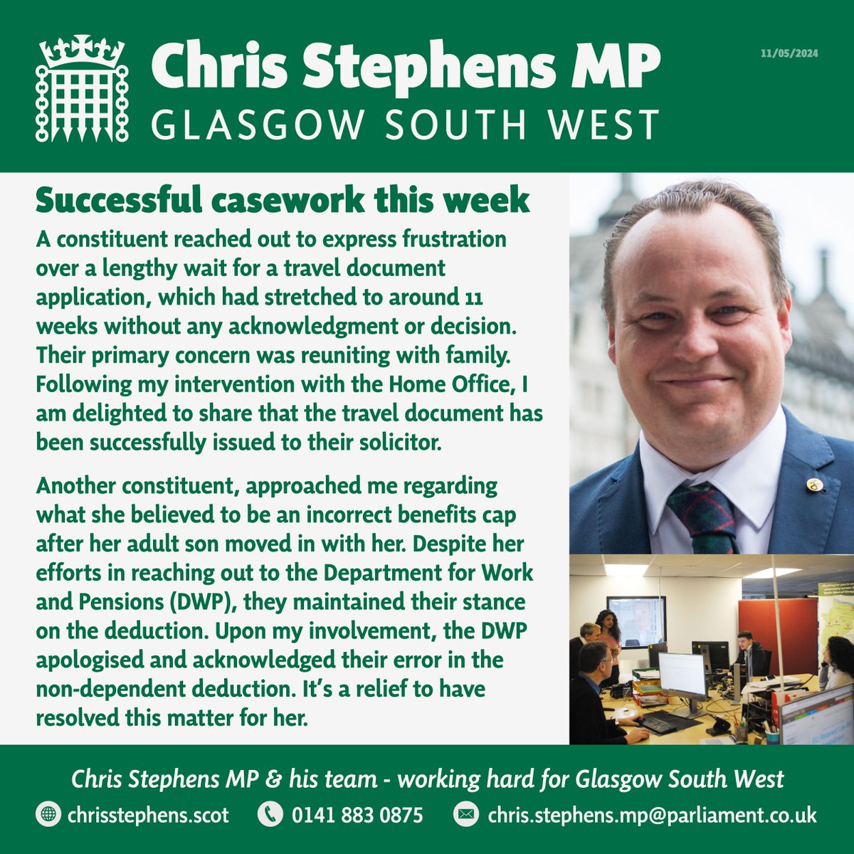 Delighted to highlight the accomplishments of the week! 🌟🗓️ Should you require any assistance, please don't hesitate to get in touch with my office. You can arrange a meeting during my regular office hours by contacting my team at 0141 883 0875. #GlasgowSouthWest #SNP