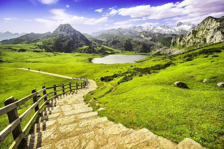 Explore Green Spain in #Asturias! 💚 See the spectacular scenery of the Picos de Europa National Park and marvel at the Covadonga Lakes. Which would you like to see? → bit.ly/49xvfcr 📍 Lake Ercina, Asturias #VisitSpain #YouDeserveSpain #NaturalParadise