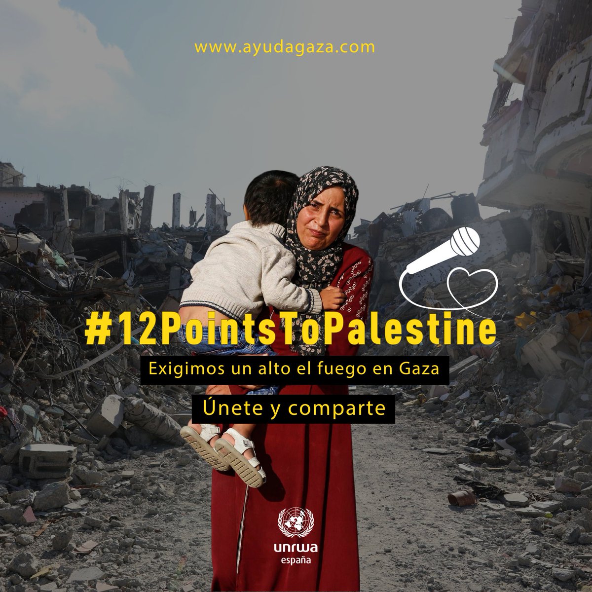 La música es VIDA. Desde hace meses en #Gaza sólo hay muerte. Hoy unámonos por la vida de los palestinxs que están siendo arrebatadas. Hoy que los 12 puntos sean para #Palestina. Por un alto el fuego inmediato #12PointsToPalestine Comparte🙏 👉 ayudagaza.com