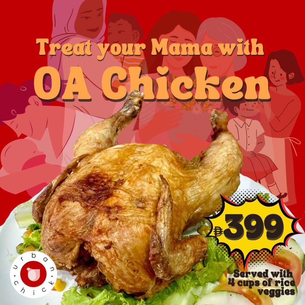 Your mom deserves an overflowing love with OA Chicken 🍗 👩👵🧍‍♀️🤰 ₱399 only Served with of rice Veggies Happy Mother’s Day💕 #food #maginhawa #quezoncity #chicken #happymothersday